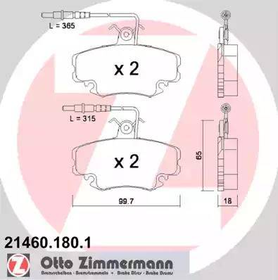 Zimmermann 21460.180.1 - Kit pastiglie freno, Freno a disco autozon.pro