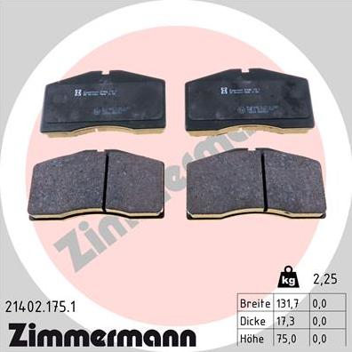 Zimmermann 21402.175.1 - Kit pastiglie freno, Freno a disco autozon.pro