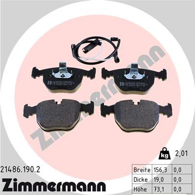 Zimmermann 21486.190.2 - Kit pastiglie freno, Freno a disco autozon.pro