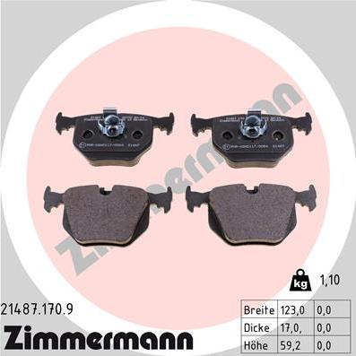 Zimmermann 21487.170.9 - Kit pastiglie freno, Freno a disco autozon.pro