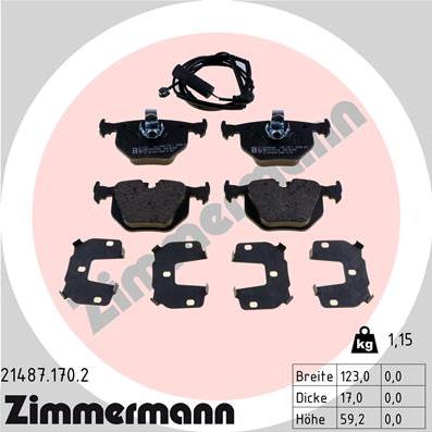 Zimmermann 21487.170.2 - Kit pastiglie freno, Freno a disco autozon.pro