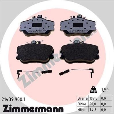 Zimmermann 21439.900.1 - Kit pastiglie freno, Freno a disco autozon.pro