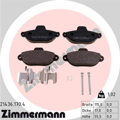 Zimmermann 21436.170.4 - Kit pastiglie freno, Freno a disco autozon.pro