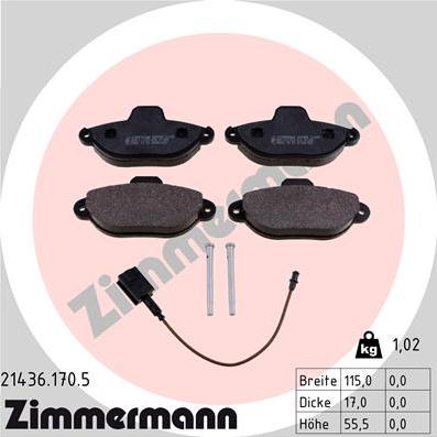 Zimmermann 21436.170.5 - Kit pastiglie freno, Freno a disco autozon.pro