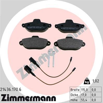 Zimmermann 21436.170.6 - Kit pastiglie freno, Freno a disco autozon.pro