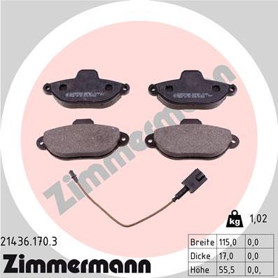 Zimmermann 21436.170.3 - Kit pastiglie freno, Freno a disco autozon.pro