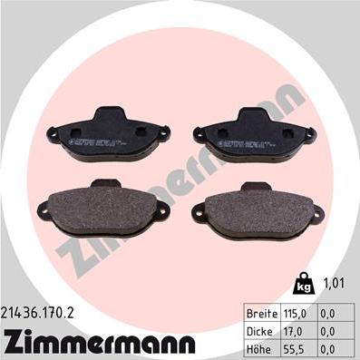 Zimmermann 21436.170.2 - Kit pastiglie freno, Freno a disco autozon.pro