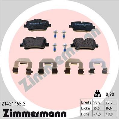 Zimmermann 21421.165.2 - Kit pastiglie freno, Freno a disco autozon.pro