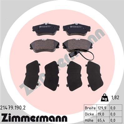 Zimmermann 21479.190.2 - Kit pastiglie freno, Freno a disco autozon.pro