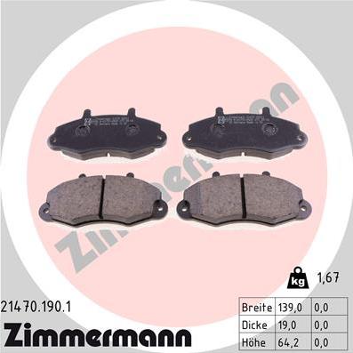 Zimmermann 21470.190.1 - Kit pastiglie freno, Freno a disco autozon.pro