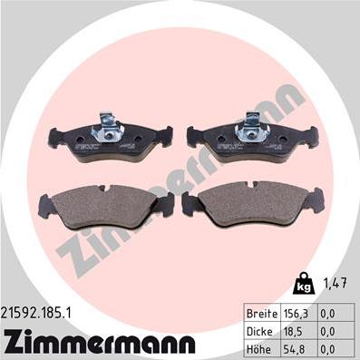 Zimmermann 21592.185.1 - Kit pastiglie freno, Freno a disco autozon.pro