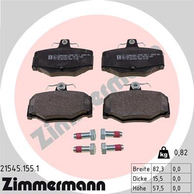 Zimmermann 21545.155.1 - Kit pastiglie freno, Freno a disco autozon.pro