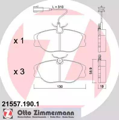 Zimmermann 21557.190.1 - Kit pastiglie freno, Freno a disco autozon.pro