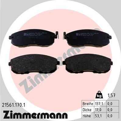 Zimmermann 21561.170.1 - Kit pastiglie freno, Freno a disco autozon.pro