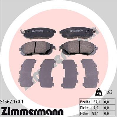 Zimmermann 21562.170.1 - Kit pastiglie freno, Freno a disco autozon.pro