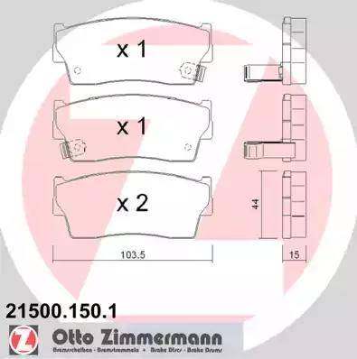 Zimmermann 21500.150.1 - Kit pastiglie freno, Freno a disco autozon.pro