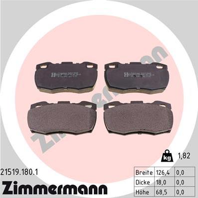 Zimmermann 21519.180.1 - Kit pastiglie freno, Freno a disco autozon.pro