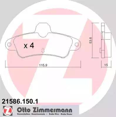 Zimmermann 21586.150.1 - Kit pastiglie freno, Freno a disco autozon.pro