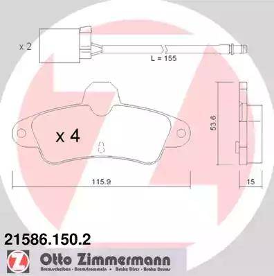 Zimmermann 21586.150.2 - Kit pastiglie freno, Freno a disco autozon.pro