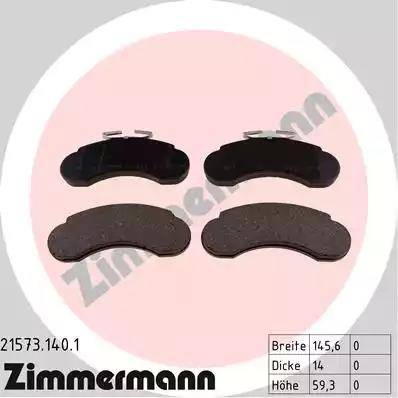 Zimmermann 21573.140.1 - Kit pastiglie freno, Freno a disco autozon.pro