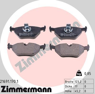 Zimmermann 21691.170.1 - Kit pastiglie freno, Freno a disco autozon.pro