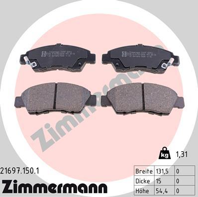 Zimmermann 21697.150.1 - Kit pastiglie freno, Freno a disco autozon.pro