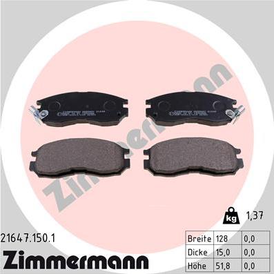 Zimmermann 21647.150.1 - Kit pastiglie freno, Freno a disco autozon.pro