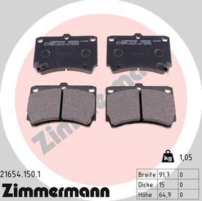 Zimmermann 21654.150.1 - Kit pastiglie freno, Freno a disco autozon.pro