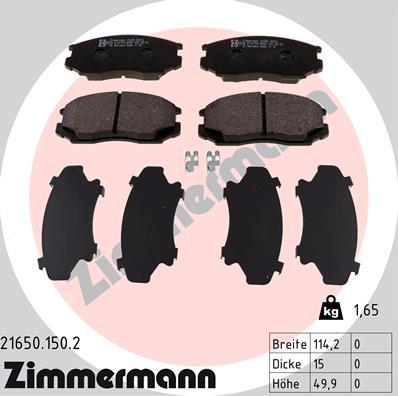 Zimmermann 21650.150.2 - Kit pastiglie freno, Freno a disco autozon.pro