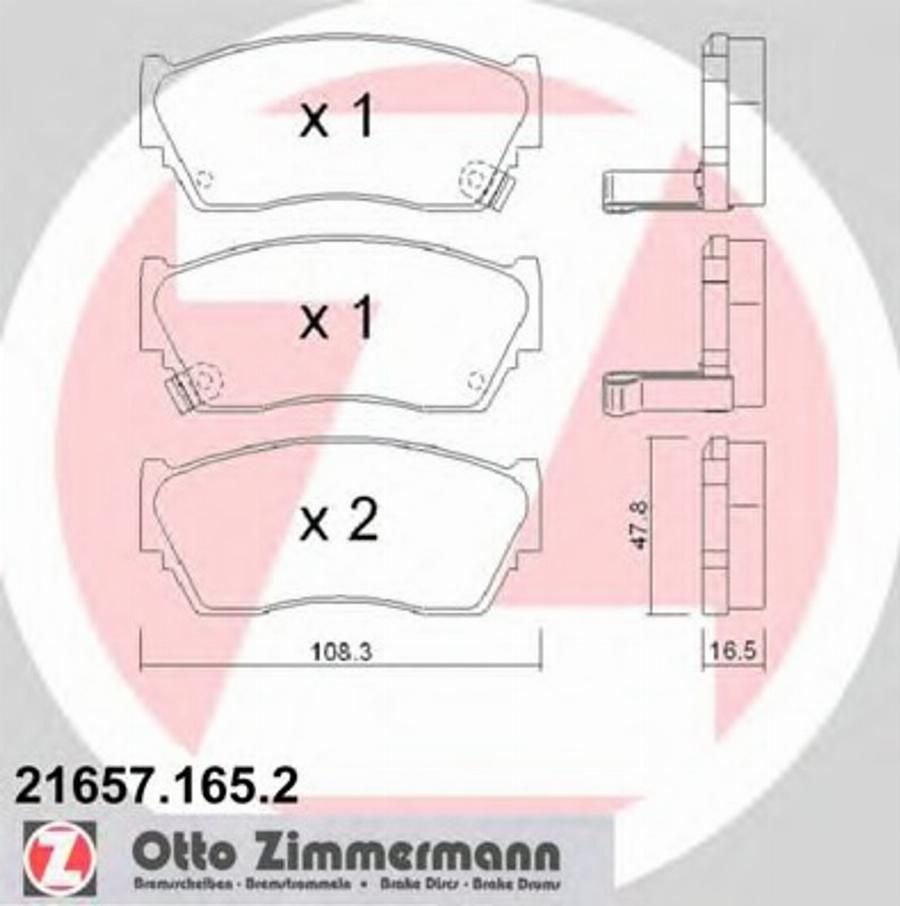 Zimmermann 21657.165.2 - Kit pastiglie freno, Freno a disco autozon.pro