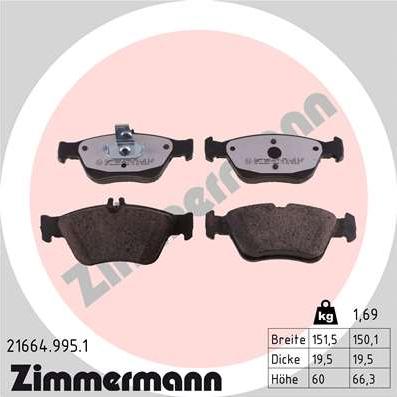 Zimmermann 21664.995.1 - Kit pastiglie freno, Freno a disco autozon.pro