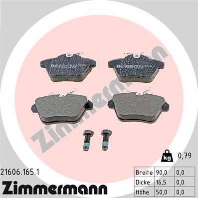 Zimmermann 21606.165.1 - Kit pastiglie freno, Freno a disco autozon.pro