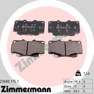 Zimmermann 21680.175.1 - Kit pastiglie freno, Freno a disco autozon.pro