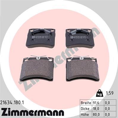 Zimmermann 21634.180.1 - Kit pastiglie freno, Freno a disco autozon.pro