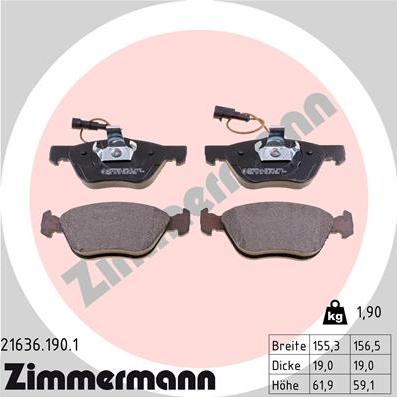 Zimmermann 21636.190.1 - Kit pastiglie freno, Freno a disco autozon.pro