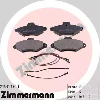 Zimmermann 21631.170.1 - Kit pastiglie freno, Freno a disco autozon.pro