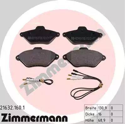 Zimmermann 21632.160.1 - Kit pastiglie freno, Freno a disco autozon.pro