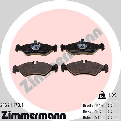 Zimmermann 21621.170.1 - Kit pastiglie freno, Freno a disco autozon.pro