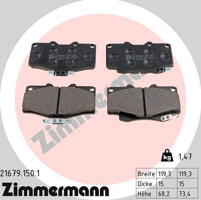 Zimmermann 21679.150.1 - Kit pastiglie freno, Freno a disco autozon.pro