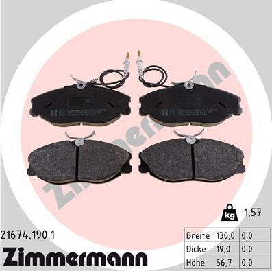 Zimmermann 21674.190.1 - Kit pastiglie freno, Freno a disco autozon.pro