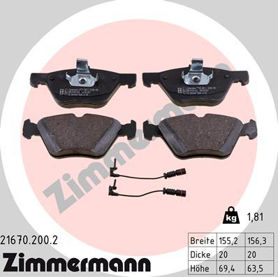 Zimmermann 21670.200.2 - Kit pastiglie freno, Freno a disco autozon.pro