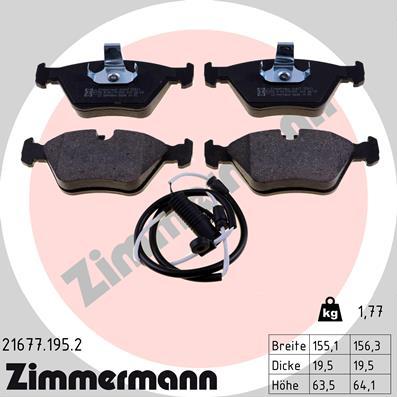 Zimmermann 21677.195.2 - Kit pastiglie freno, Freno a disco autozon.pro