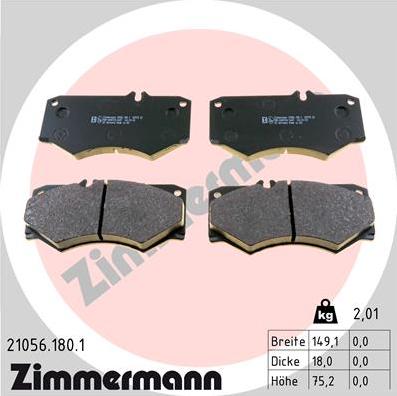 Zimmermann 21056.180.1 - Kit pastiglie freno, Freno a disco autozon.pro