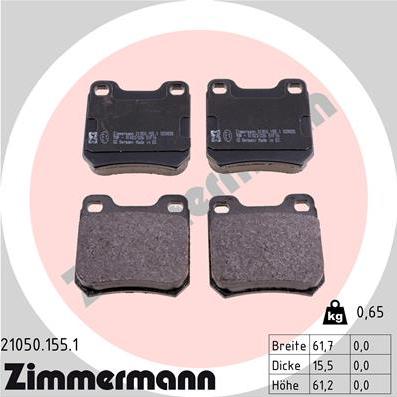 Zimmermann 21050.155.1 - Kit pastiglie freno, Freno a disco autozon.pro