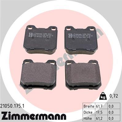 Zimmermann 21050.175.1 - Kit pastiglie freno, Freno a disco autozon.pro