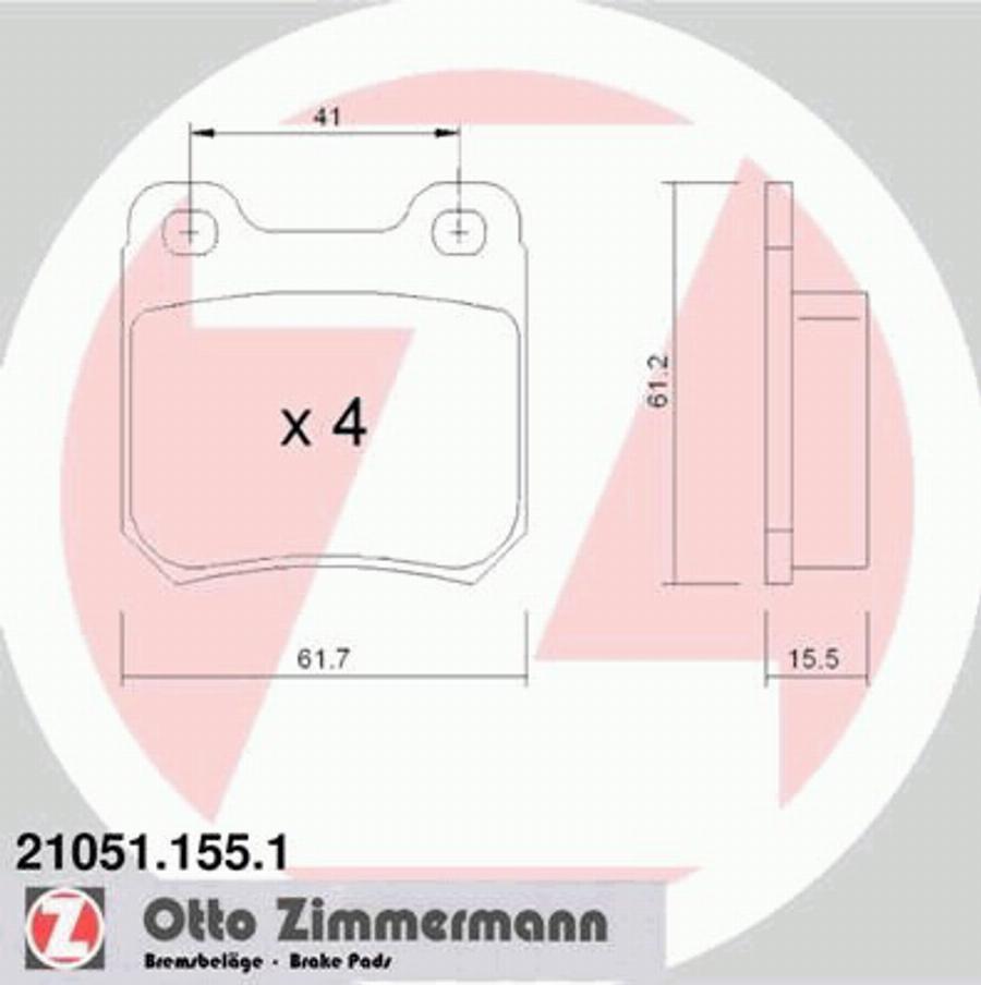 Zimmermann 21051.155.1 - Kit pastiglie freno, Freno a disco autozon.pro