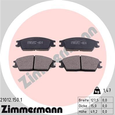 Zimmermann 21012.150.1 - Kit pastiglie freno, Freno a disco autozon.pro