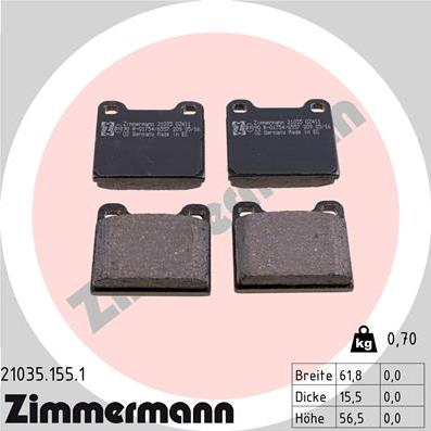 Zimmermann 21035.155.1 - Kit pastiglie freno, Freno a disco autozon.pro