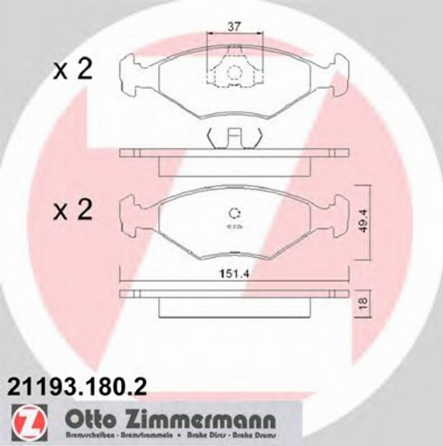 Zimmermann 21193.180.2 - Kit pastiglie freno, Freno a disco autozon.pro