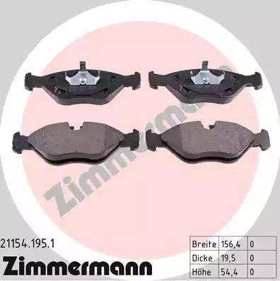 Zimmermann 21154.195.1 - Kit pastiglie freno, Freno a disco autozon.pro